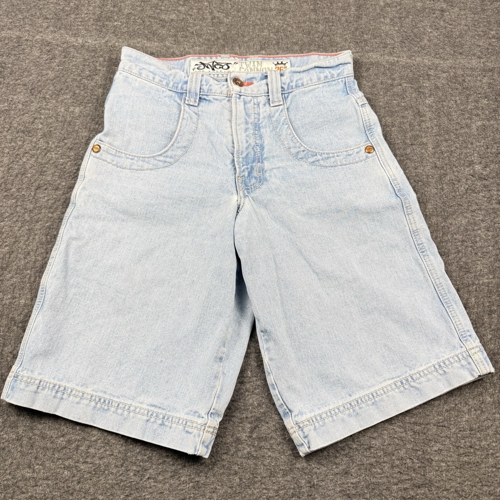 JNCO Twin Cannon Denim Shorts Blue 28" Streetwear Baggy Jorts